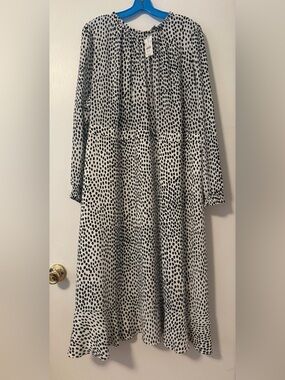 J.CREW 24 Plus Black White Blue Polka Dot Ruffle Dress New Tags Prep Work Smock
